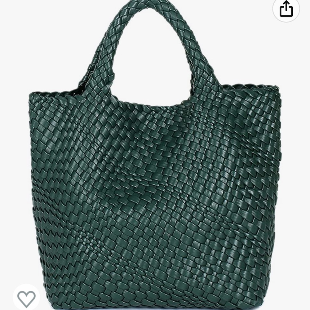 Forest Green Jinmanxue hand woven leather smelling tote and wristlet
